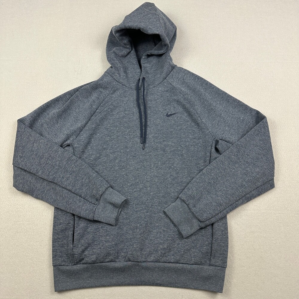 Nike Hoodie Men Small Blue Heather Primary Fleece Sweatshirt Dri Fit Pockets S
